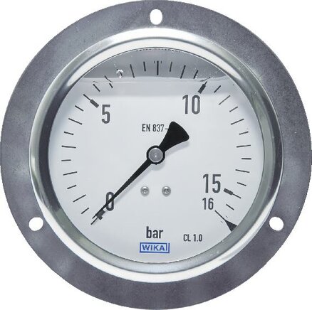 Exemplary representation: Glycerine built-in pressure gauge, front ring, Ø 100