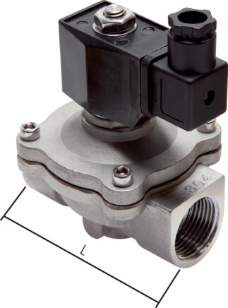Exemplary representation: 2/2-directional stainless steel solenoid valve (positively operated)