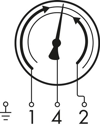 Schematic symbol: Double contact no. 21: The 1st contact opens, the 2nd contact closes when the respective setpoint value is exceeded